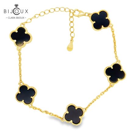 Позлатена сребърна гривна Clara Bijoux с черен ахат – елегантен дизайнерски модел