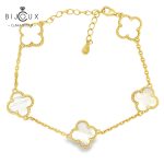 Позлатена сребърна гривна Clara Bijoux с естествен бял седеф – елегантен дизайнерски модел