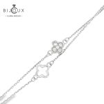 Изискана двойна сребърна гривна Clara Bijoux с бял CZ и четирилистни детелинки
