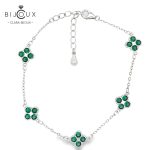 Елегантна гривна от родирано сребро Clara Bijoux със зелени и бели камъни