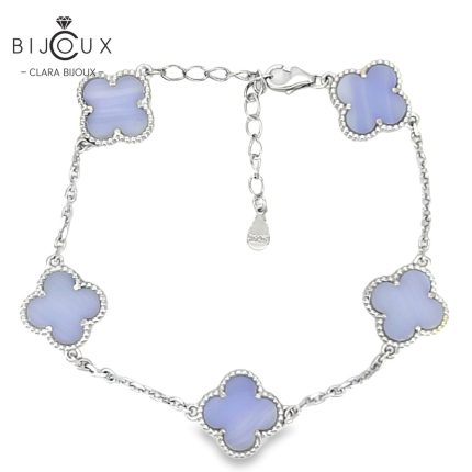 Елегантна гривна от родирано сребро Clara Bijoux с естествен виолетов халцедон