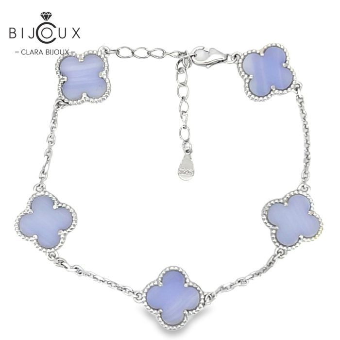 Елегантна гривна от родирано сребро Clara Bijoux с естествен виолетов халцедон