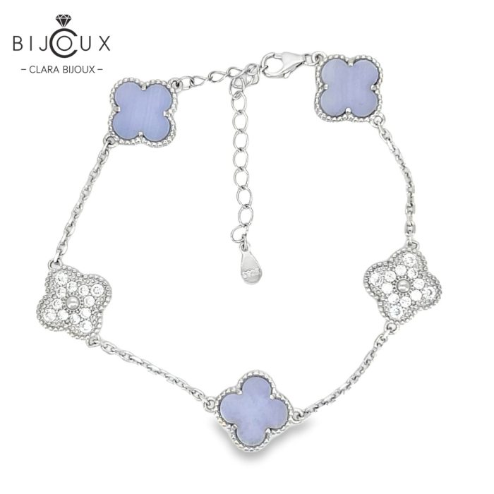 Сребърна гривна от родирано сребро Clara Bijoux с халцедон и CZ камъни