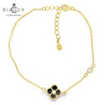 Дамска позлатена гривна Clara Bijoux – луксозно бижу с черен ахат