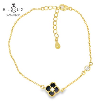 Дамска позлатена гривна Clara Bijoux – луксозно бижу с черен ахат