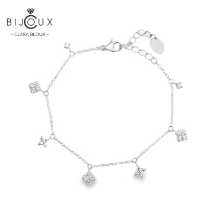 Гривна от родирано сребро 925 с детелинки Clara Bijoux