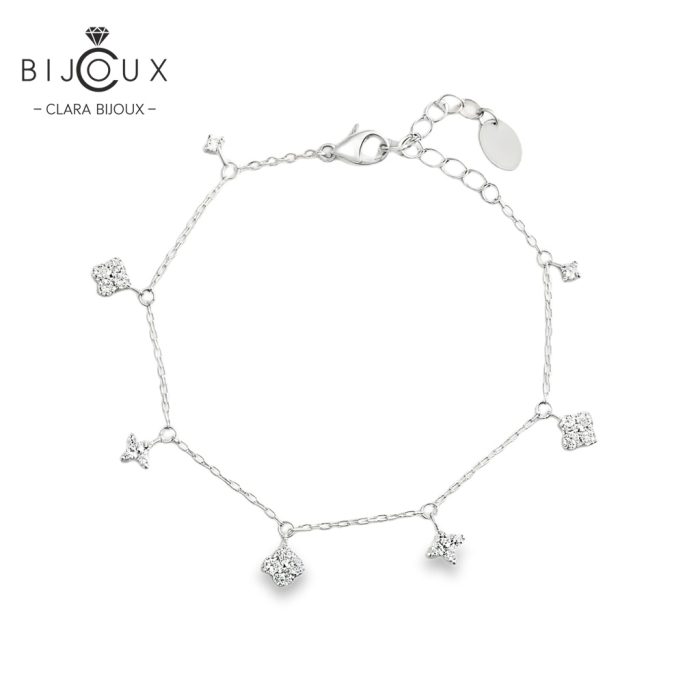 Гривна от родирано сребро 925 с детелинки Clara Bijoux