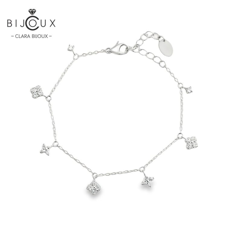 Гривна от родирано сребро 925 с детелинки Clara Bijoux