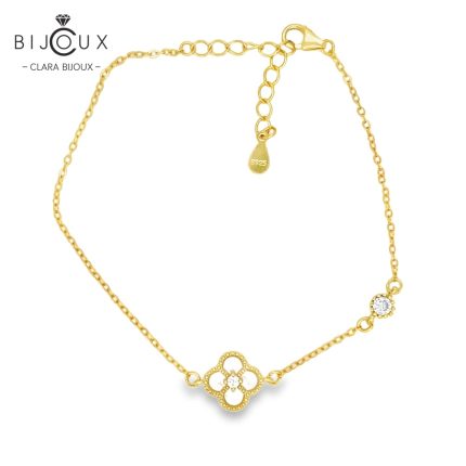 Елегантна гривна от сребро 925 с жълта позлатка и бял седеф Clara Bijoux