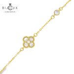 Позлатена сребърна гривна с детелинка от седеф Clara Bijoux