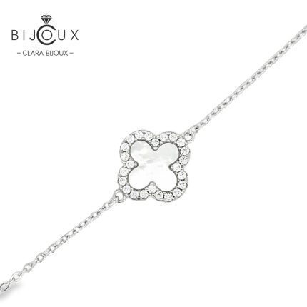 Елегантна сребърна гривна с бял седеф Clara Bijoux