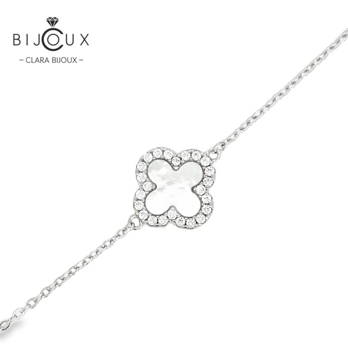 Елегантна сребърна гривна с бял седеф Clara Bijoux