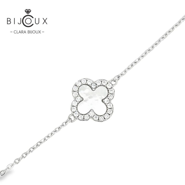 Елегантна сребърна гривна с бял седеф Clara Bijoux