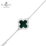 Сребърна гривна с малахит и CZ камъни Clara Bijoux