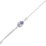 Сребърна гривна с лилав камък и двойна верижка Clara Bijoux