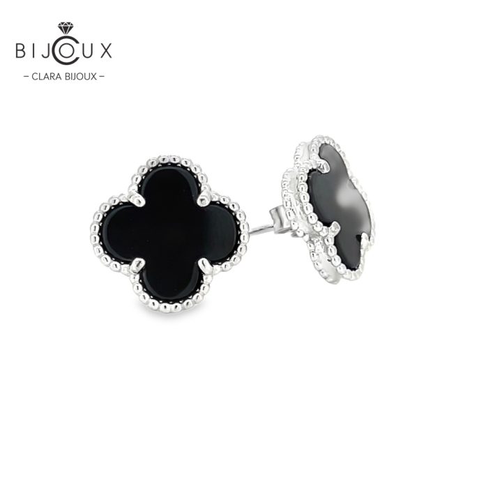 Сребърни обеци с черен ахат Clara Bijoux