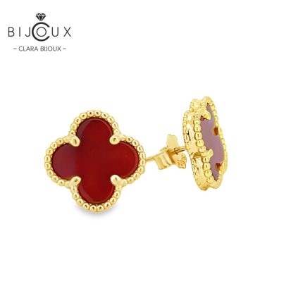Елегантни сребърни обеци с червен ахат Clara Bijoux