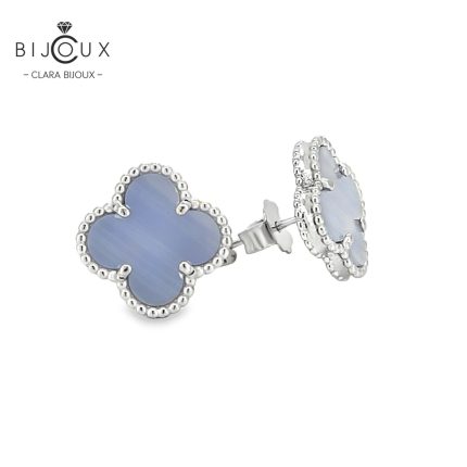 Елегантни сребърни обеци с виолетов халцедон Clara Bijoux