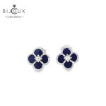 Сребърни обеци детелинки с пиетерсит и бели камъни Clara Bijoux