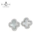 Родирани обеци детелинки с бял седеф Clara Bijoux