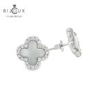 Елегантни обеци с бял седеф и бели камъни Clara Bijoux