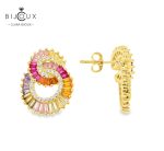 Сребърни позлатени обеци с цветни камъни Clara Bijoux