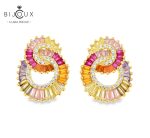 Луксозни позлатени обеци с цветни камъни Clara Bijoux