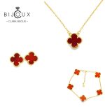 Комплект Clara Bijoux с червен ахат и жълта позлатка
