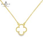 Сребърно колие с детелинка от бял седеф и жълта позлатка Clara Bijoux