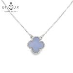 Сребърно колие с виолетов халцедон детелинка Clara Bijoux