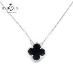 Сребърно колие с черен ахат детелинка Clara Bijoux