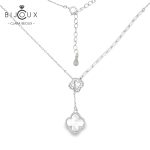 Родирано сребърно колие с бял седеф и бели CZ камъни Clara Bijoux