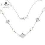 Сребърно колие с перли и детелинки Clara Bijoux – елегантен френски дизайн