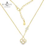 Позлатено сребърно колие с бял седеф и CZ камък Clara Bijoux