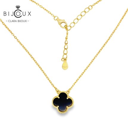 Позлатено сребърно колие с черен ахат Clara Bijoux – елегантен дизайн и луксозно покритие