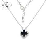 Елегантно родирано сребърно колие с черен ахат Clara Bijoux