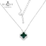 Сребърно колие с малахит и бели CZ камъни Clara Bijoux