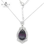 Луксозно сребърно колие с лилав циркон Clara Bijoux – елегантен капковиден дизайн