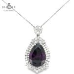 Родирано сребърно колие с лилав циркон и бели CZ камъни Clara Bijoux