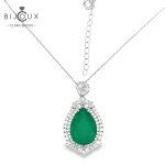 Луксозно сребърно колие със зелен циркон Clara Bijoux – елегантен капковиден дизайн