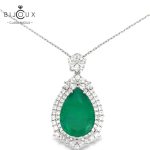 Родирано сребърно колие със зелен циркон и бели CZ камъни Clara Bijoux
