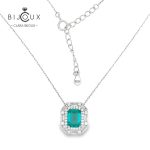 Родирано сребърно колие със зелен циркон и бели CZ камъни Clara Bijoux