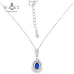 Родирано сребърно колие със син циркон и бели CZ камъни Clara Bijoux