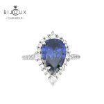 Елегантен сребърен пръстен с тъмносин камък Clara Bijoux – изглед отпред