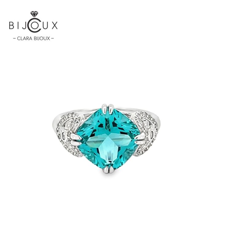 Сребърен пръстен със зелен камък Clara Bijoux – изглед отпред