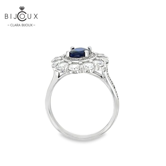Бутиков сребърен пръстен от родирано сребро 925 с тъмносин камък Clara Bijoux