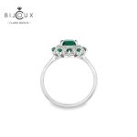Елегантен сребърен пръстен от родирано сребро с тъмнозелен камък Clara Bijoux
