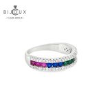 Родирано сребро 925 с фасетирани цветни камъни – пръстен Цветна хармония Clara Bijoux