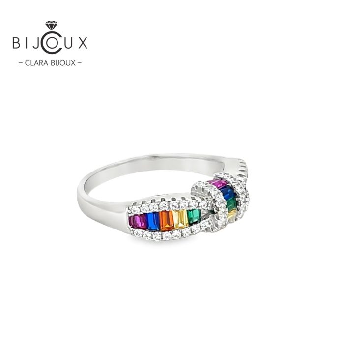 Сребърен пръстен с цветни камъни Clara Bijoux – модел Цветен блясък