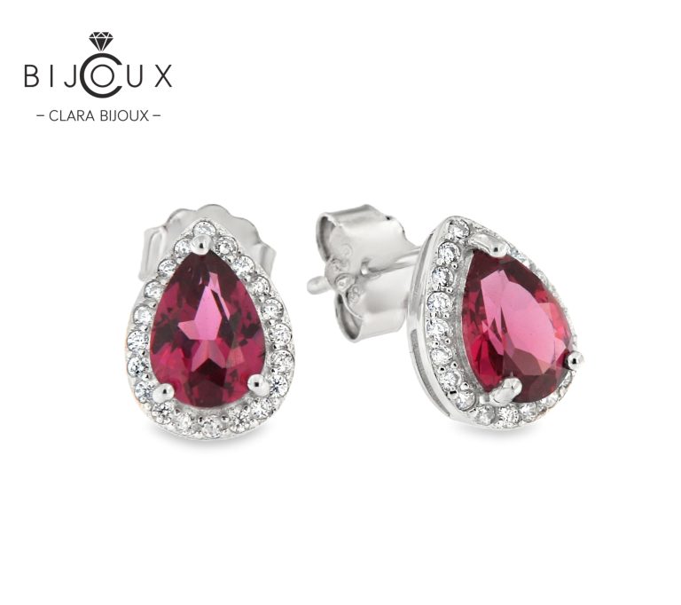 сребърни обеци с пироп Clara Bijoux